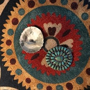 Large Vintage Navajo turquoise clip earrings